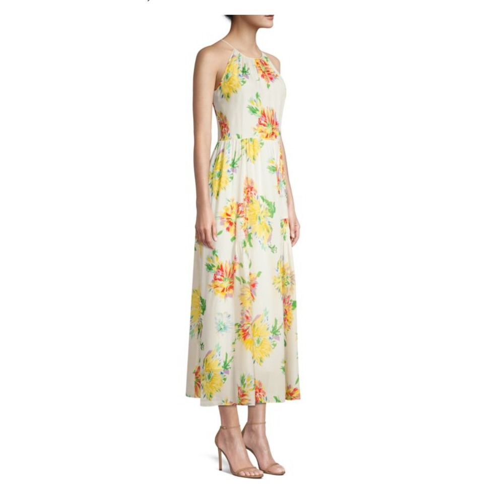 Kobi Halperin Lana Floral Silk Blend Halter Long Midi Dress Boho Fairy Garden XS